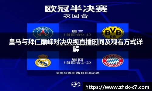 皇马与拜仁巅峰对决央视直播时间及观看方式详解