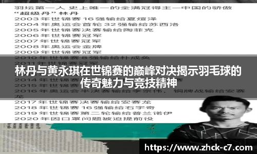 林丹与黄永琪在世锦赛的巅峰对决揭示羽毛球的传奇魅力与竞技精神